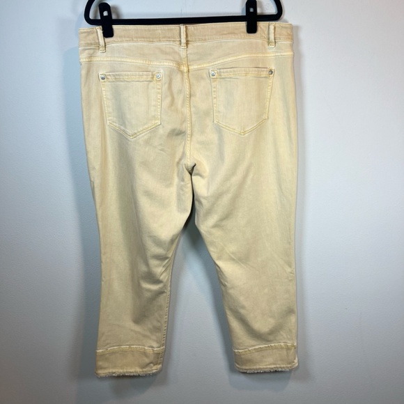J. Jill Denim Womens Authentic Fit Cropped Jeans Yellow Capri Raw Hem Stretch 18 - Picture 9 of 13